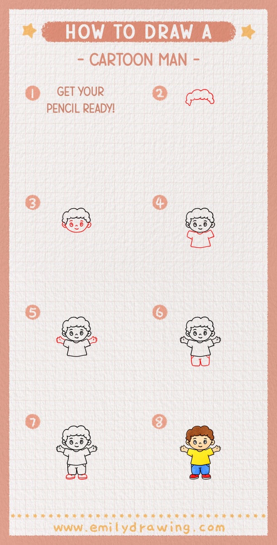 how to draw a cartoon man pinterest pin